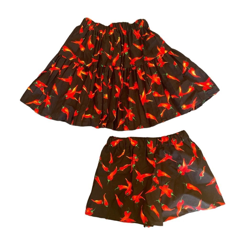 Red Chili Peppers Skirt and Shorts Little Girls Size XS or 4 to 5 years old
